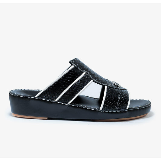 جلد أرجل نعامة فاخر باللون الأسود + جوارب سوداء