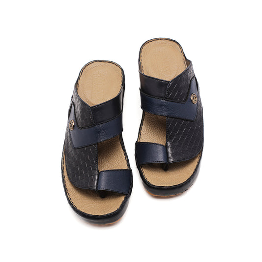 ٩٠٢٠ - نعال رجالي أزرق منقوش من الجلد