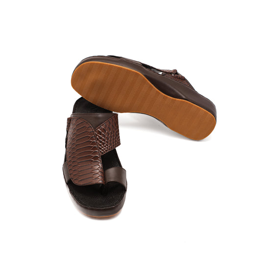 ٩٠١٤ - نعال رجالي بني بدرجتين من جلد التمساح