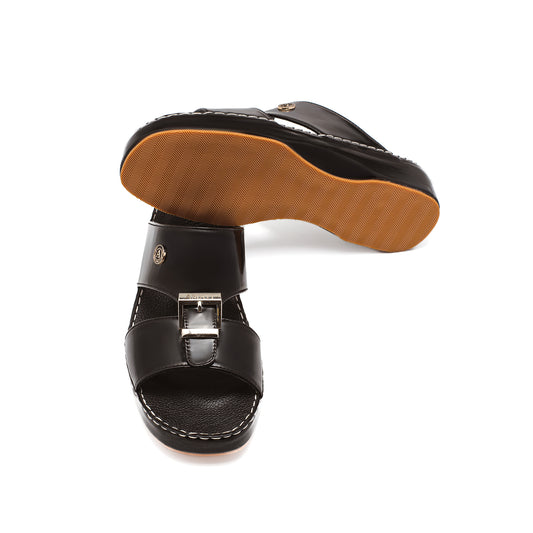 ٩٠٠٧ - نعال رجالي أسود من الجلد اللامع