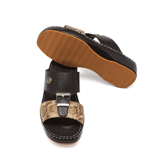 ٩٠٠٤ - نعال رجالي أسود من جلد الكوبرا الصغيرة