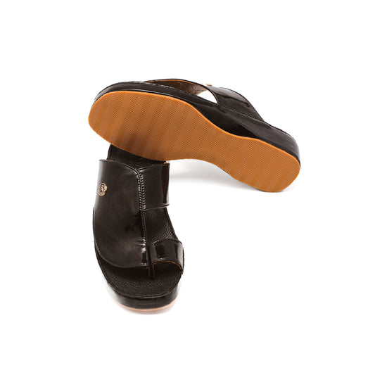 ٩٠٠٢ - نعال رجالي أسود من الجلد اللامع