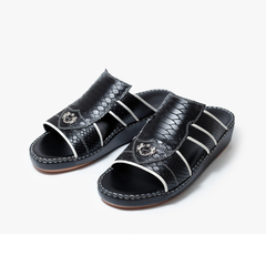 Luxury black ostrich leg leather + black socks