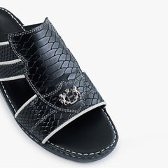 Luxury black ostrich leg leather + black socks