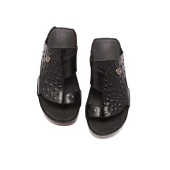 9019 - Men's black crocodile leather slippers