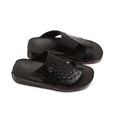 9019 - Men's black crocodile leather slippers