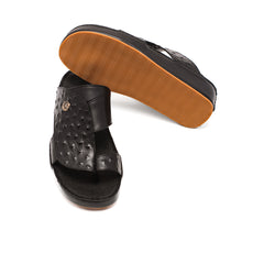 9019 - Men's black crocodile leather slippers