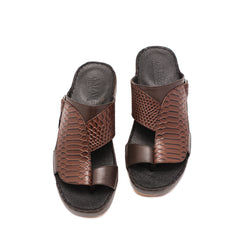 9014 - Men's two-tone brown crocodile leather slippers
