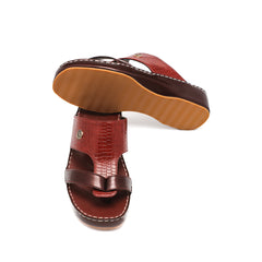 9009 - Men's Burgundy Glossy Crocodile Leather Slippers