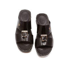 9007 - Men's black patent leather slippers