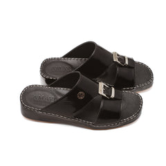 9007 - Men's black patent leather slippers
